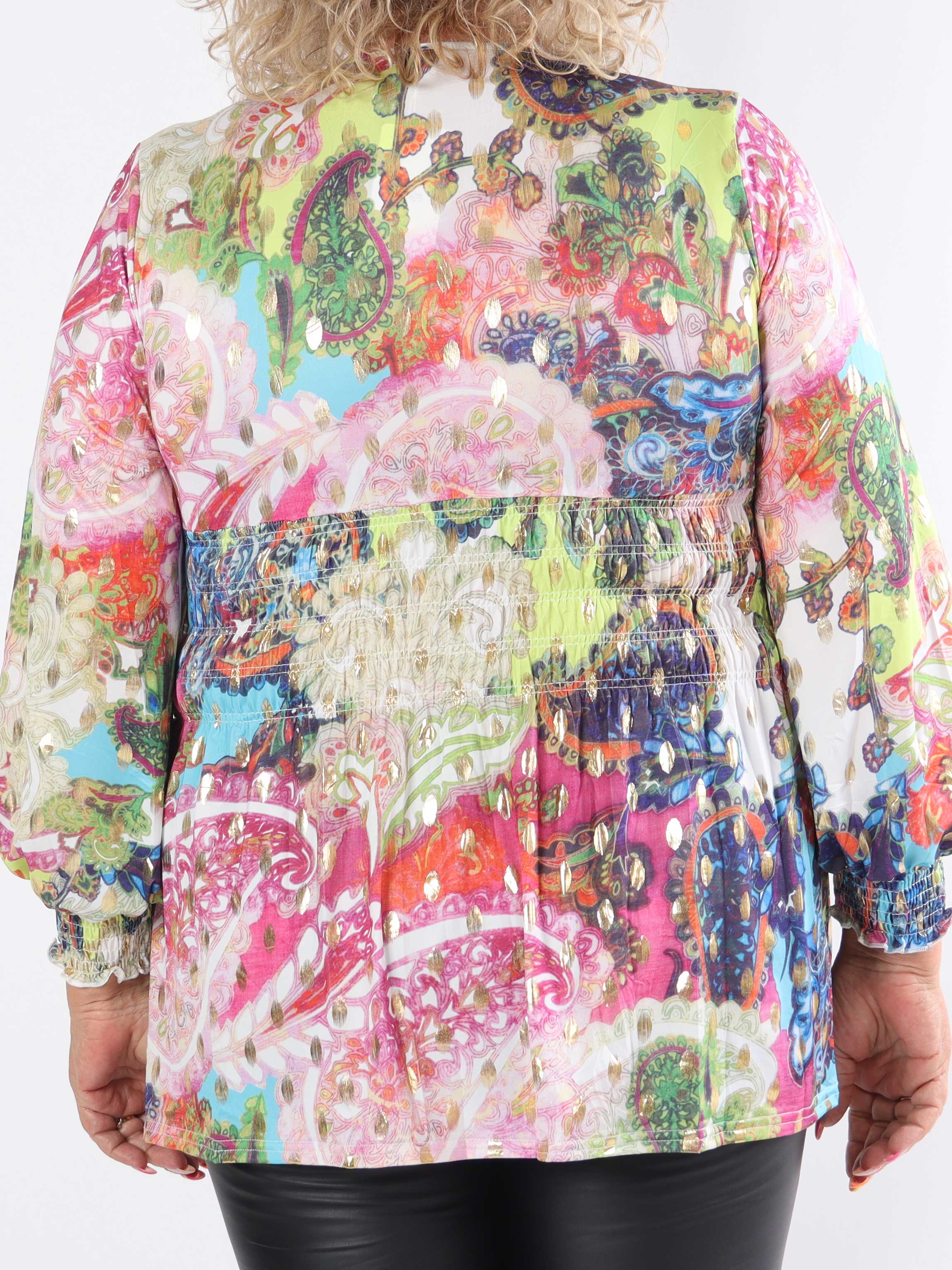 Pams Elements Shirt L/S - Elastisk plus size bluse i krølfrit stof med lange ærmer